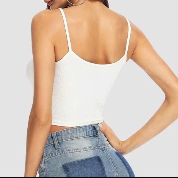 White Silky Semi Sheer Crop Tank Top - Picture 2 of 2